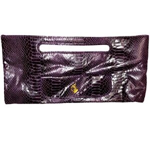 Baby Phat Purple Alligator/Leather Like Clutch